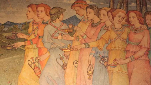 Illustrasjon av ti jomfruer.